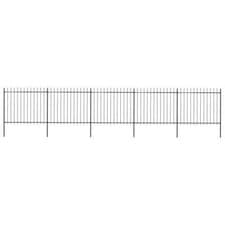 Image of Garden Fence with Spear Top Steel 8.5x1.5 m Black vidaXL