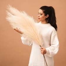 Image of Faux Pampas Grass with 3 Large Artificial Pampas Grass Stems — 43" (Set of 3)