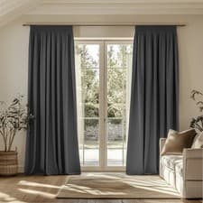 Image of Thick Thermal Pencil Pleat Blackout Curtains Ready Made Curtains Pair Tie Backs