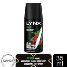 Image of Lynx Africa Body Spray 35ml Mens Deo 48H Freshness Travel Size Deodorant