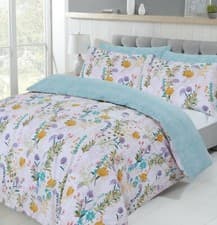 Image of NightComfort Percale Multicolour Botanical Floral Duvet Cover Set