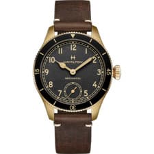 Image of New Hamilton Khaki Aviation Pilot Pioneer Bronze Black Dial Men Watch H76709530