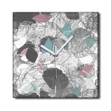 Image of Silent Clock Canvas Photo Wall Abstract Floral grey blue and white large 30x30