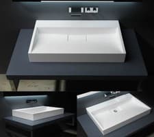 Image of Modern Bathroom Wash Basin Sink Stone Resin Countertop Wall Hung Full Size Range