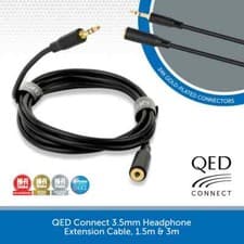 Image of QED Connect 3.5mm Jack to 3.5mm Socket Headphone Extension Cable Lead 1.5m & 3m