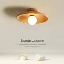 Image of Nordic Wooden Ceiling Light – Modern Minimalist Round Fixture