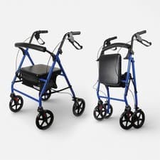 Image of Aidapt Folding Rollator Walker with Padded Seat, Steel Frame, 8 Inch Wheels