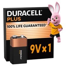 Image of Duracell Plus 9v Batteries 100% Plus Power Alkaline (1 Pack) Smoke Alarm MN1604