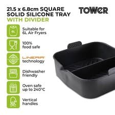 Image of Tower Square Air Fryer Tray Reusable Silicone Liner, Non-Stick, Black T843095