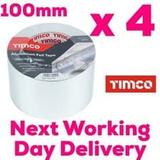Image of 4 X Aluminium Insulation Foil Tape 100mm X 45m TIMCo