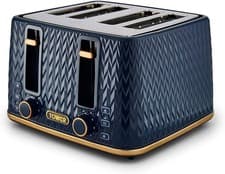 Image of Tower T20061MNB Empire 4-Slice Toaster with Defrost/Reheat, Midnight Blue