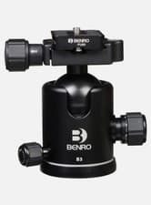 Image of Benro B3 Triple Action Ballhead with PU-70 Quick Release Plate for Benro Tripods