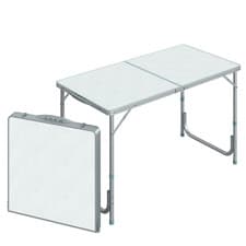 Image of Folding Table 120x60cm White MDF Top Aluminum Legs Height Adjustable Portable4ft