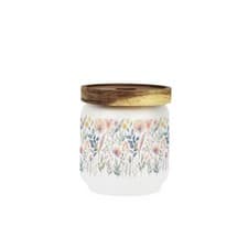 Image of Pastel Flowers Glass Canister - Small Glass Home Storage Jar