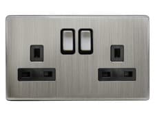 Image of Screwless Slim Flat Wallplate Switches and Sockets Gloss Nickel or Chrome