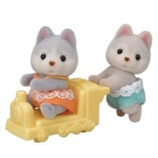 Image of Sylvanian Families I-117 Husky Twin Baby Dolls Set EPOCH Calico Critters
