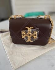 Image of NEW Tory Burch Eleanor Brown Diamond Quilted Small Convertible Shoulder Bag