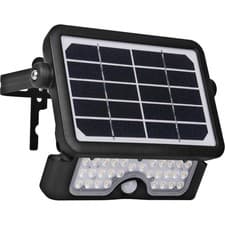 Image of Luceco Solar Powered LED Floodlight & PIR 5W, 550lm, Black