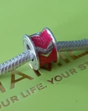 Image of Chamilia Pink Chevron 925 silver charm spacer pink enamel