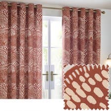 Image of HOEM Nola Abstract 100% Cotton Lined Curtains Chestnut 46 x 54"