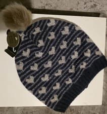 Image of Accessorize Winter Beanie Hat Pom Pom Navy Blue New with Tags One Size Ladies