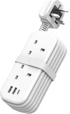 Image of Unidapt 2 Socket Extension Lead with USB C & A, 3250W 13A Multi Plug Adaptor, 1