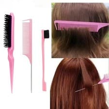 Image of 3Pcs Slick Brush Set Hair Brush Teasing Comb Edge Hair Brush Grooming