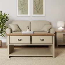 Image of Lancaster Storage Coffee 2 Drawers & Undershelf Display Living Room Cream