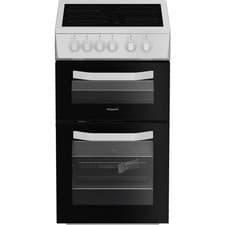 Image of Hotpoint HTE5VCW Freestanding Oven Cooker with Grill and Ceramic Hob - White