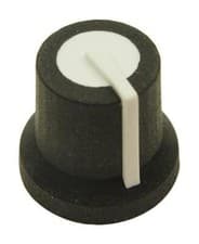 Image of Black 16.2mm Instrument Control knob, 6mm D Shaft, White Indicator - MP170822BR