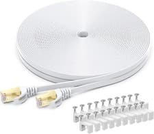 Image of 20M Cat7 Ethernet Network LAN Cable Gold Plated Ultra-thin Flat Patch Lead RJ45