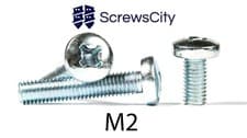 Image of M2 Phillips Pan Head Machine Screws Zinc Plated Steel Metric Din 7985