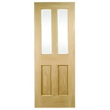 Image of Oak Veneer Internal Door 1981x838mm - Glazed 4 Panel Unfinished