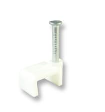 Image of 100 Pack White Flat Cable Clips - For Twin or Earth Cables 