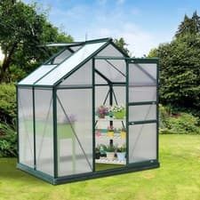 Image of 6x4FT Garden Walk In Polycarbonate Greenhouse Outdoor Patio Plant Grow House