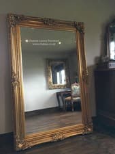 Image of Antique Gold Ornate Large Statement French Leaner Dress Floor Wall Mirror 7FT!!
