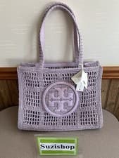 Image of Tory Burch Small Ella Hand Crocheted Raffia Tote Pale Purple