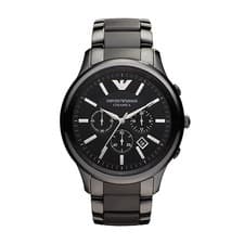Image of emporio armani ar1451 ceramica black dial men's chronograph 47mm watch