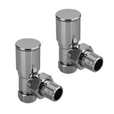 Image of Chrome Angled Radiator Valves Heated Towel Rail 1/2" x 15mm Round Manual A Pair