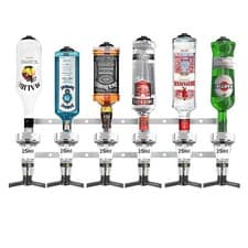 Image of 6 Bottle Chrome Wall Bracket for optics+25ml measures Spirit Drink Dispenser