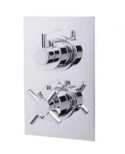 Image of Concealed Shower Valve Thermostatic Twin Outlet Chrome Dual Control ON CLEARANCE