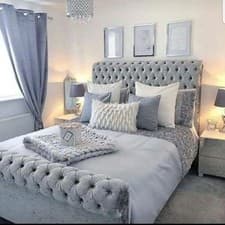 Image of Chesterfield sleigh Diamante Tufted Upholstered Sleigh Bed in Crushed Velvet