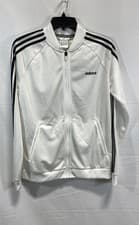Image of Adidas Women's Essentials Tricot Track Jacket White Black 3 Stripe NWT Size M