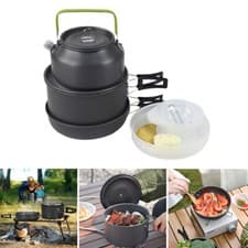 Image of Camping Cookware Kit Hiking Picnic Cooking Bowls Pots Pan Knife Spoon Kettle Set