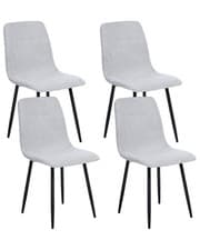 Image of Set of 4 Dining Chairs TUSCOLA Fabric Light Grey