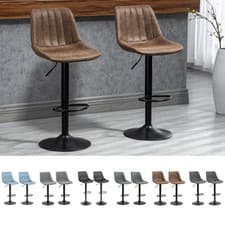 Image of Modern Bar Stools Set of 2 Bar Chairs with Adjustable Height Swivel Seat