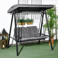 Image of 2 Seater Garden Outdoor Swing Chair Hammock Bench w/ Adjustable Canopy