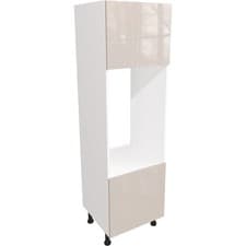 Image of Fully Assembled 600mm Plain Slab Gloss Cashmere Kitchen Double Oven Unit