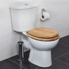 Image of Croydex Flexi-Fix Rutland Toilet Seat Soft Close Solid Oak Wood Quick Release
