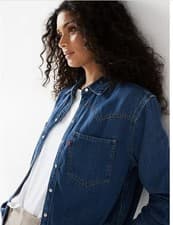 Image of Levi's ladies Teodora western shirt Air space 5 blue BNWT size L relaxed fit